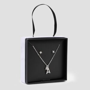 Initial A Necklace & Earring Set
